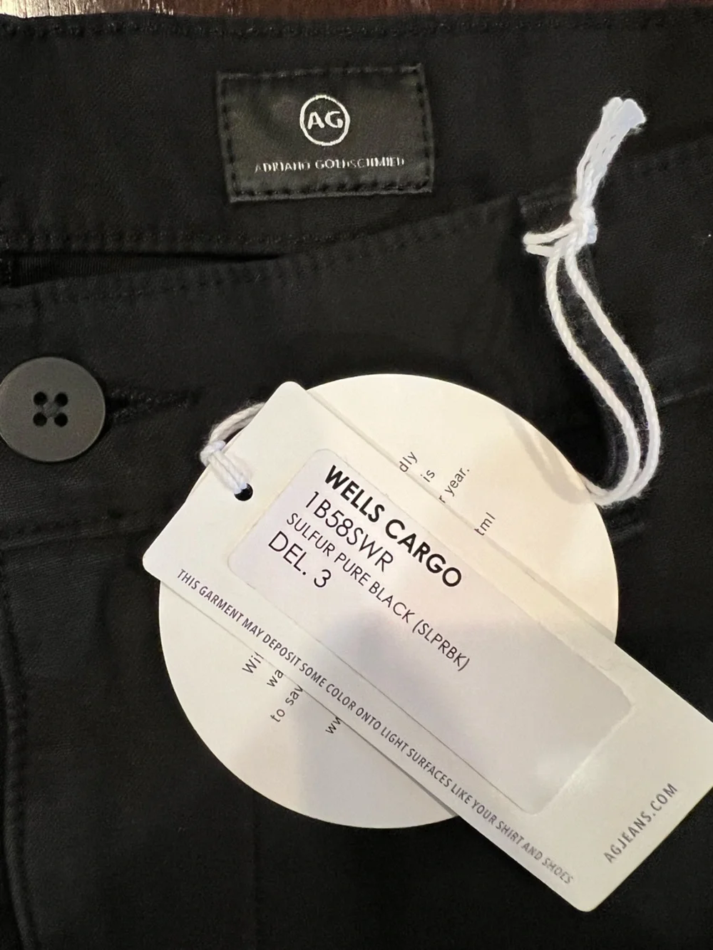 AG Relaxed Tapered Cargo Pants NWT Black 32x31 Sulfur Pure Black
